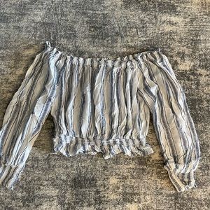 Blue and white striped blouse